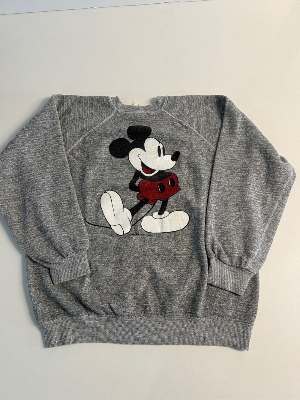 Vintage 70's Mickey Mouse Disney Sweatshirt Crewneck Raglan Sz L USA Made